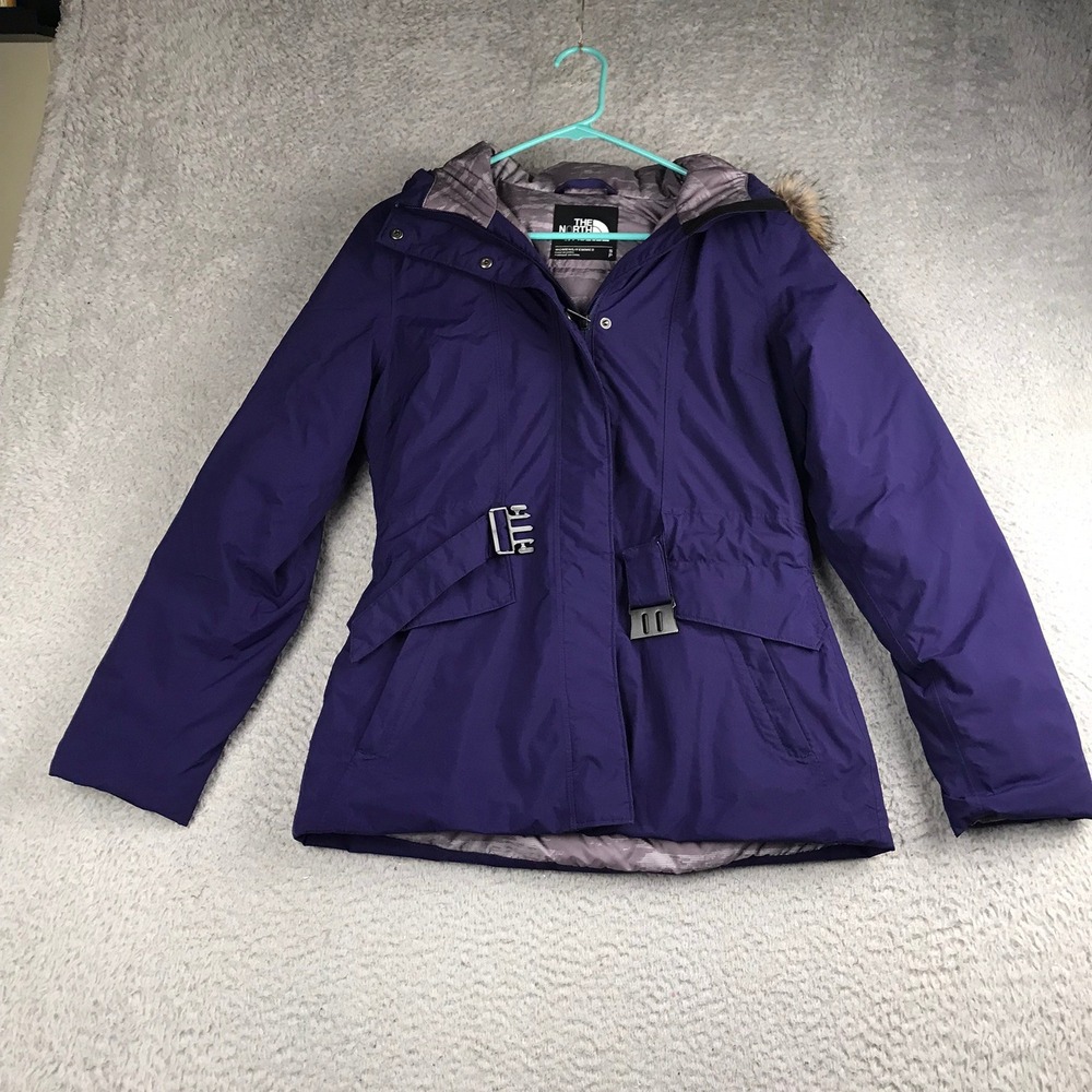 The North Face Dunagiri Down Parka Jacket Women S Purple Insulated Faux Fur Hood